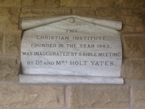 Inauguration plaque inside the Christian Institute