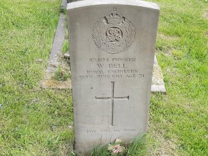 The grave of Pioneer W Bell Royal Engineers who died on 12 June 1918 age 31