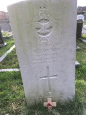 The grave of Sergeant J Rawson, Air Gunner, Royal Air Force, died 24th December1943, age 31

This link takes you to more information <https://www.cwgc.org/find-records/find-war-dead/casualty-details/2414480/RAWSON/> about Sgt Rawson